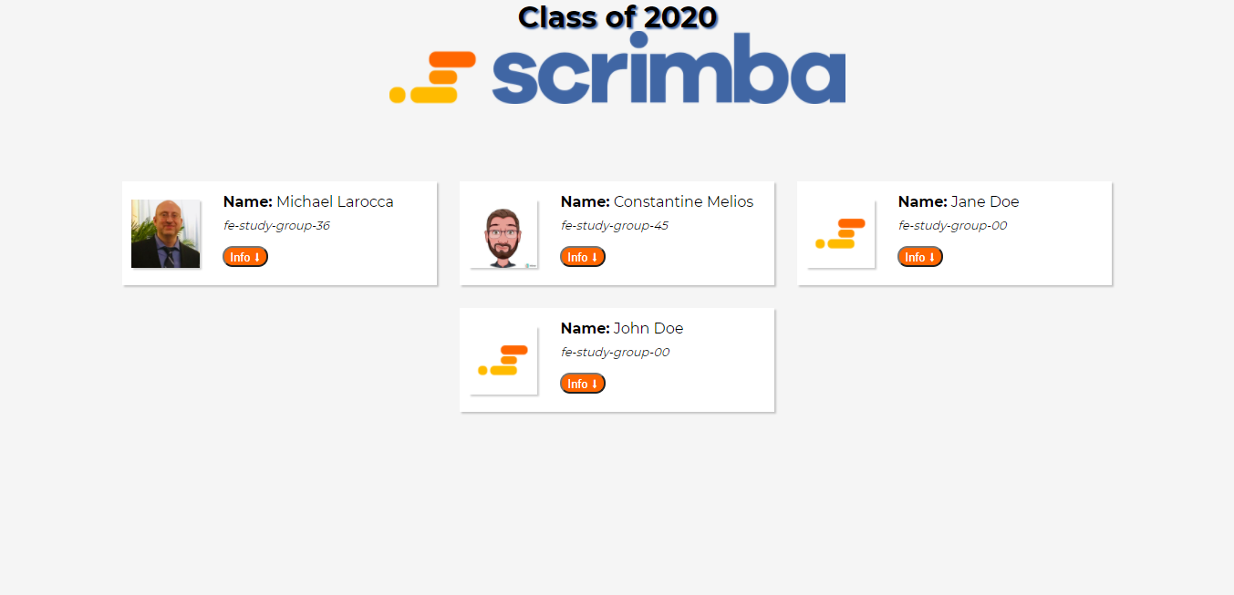 Project 1. Scrimba class of 2020.